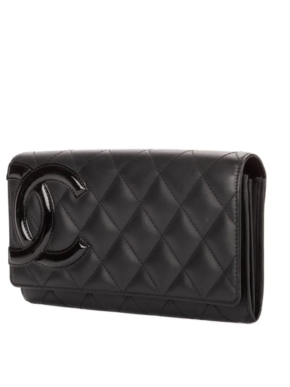 Chanel Cambon Ligne Bifold Wallet Black Quilted Lambskin Leather